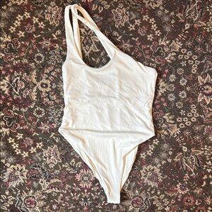 L Space One Shoulder White One-Piece Swimsuit